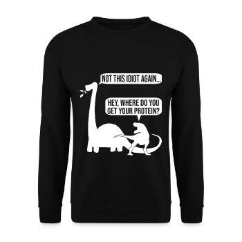 Veganer Vegan Veganerin T-Rex Dinosaurier Dino - Unisex Pullover - Schwarz - Vorne - Alina (178cm) & Michal (187cm)