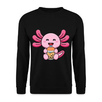 Bubble Milk Tea Axolotl Drinking Boba Tea - Unisex Sweatshirt - black - Front - Alina (178cm) & Michal (187cm)
