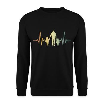 Herzschlag Vater und Kinder EKG Puls - Unisex Pullover - Schwarz - Vorne - Alina (178cm) & Michal (187cm)