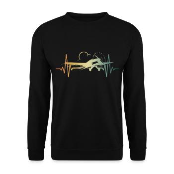 Herzschlag Flieger Flugzeug Pilot - Unisex Pullover - Schwarz - Vorne - Alina (178cm) & Michal (187cm)
