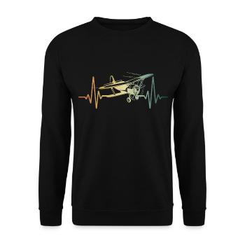 Herzschlag Flieger Flugzeug Pilot - Unisex Pullover - Schwarz - Vorne - Alina (178cm) & Michal (187cm)