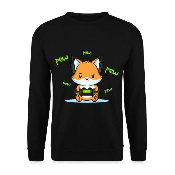 Pew Pew Pew Fuchs - Unisex Pullover - Schwarz - Vorne - Alina (178cm) & Michal (187cm)