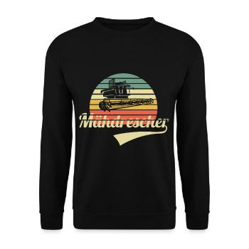Mähdrescher Retro - Unisex Pullover - Schwarz - Vorne - Alina (178cm) & Michal (187cm)