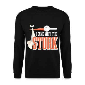 I Came With The Stork - Unisex Pullover - Schwarz - Vorne - Alina (178cm) & Michal (187cm)