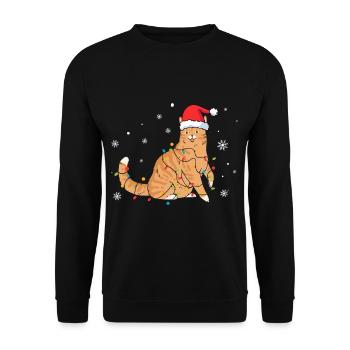 Chat Noël - Sweat-shirt Unisexe - noir - Devant - Alina (178cm) & Michal (187cm)