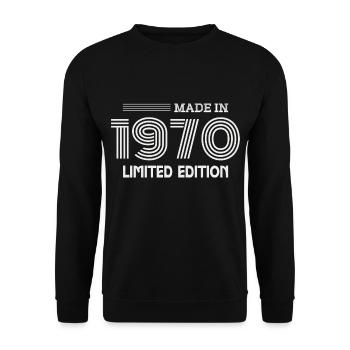 1970 Geburtstagsgeschenkidee 1970 - Unisex Pullover - Schwarz - Vorne - Alina (178cm) & Michal (187cm)