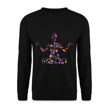 Meditation Yoga Blumenmädchen Yogini Yoga - Unisex Pullover - Schwarz - Vorne - Alina (178cm) & Michal (187cm)