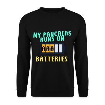 My pancreas runs on AAA batteries W - Unisex Sweatshirt - black - Front - Alina (178cm) & Michal (187cm)