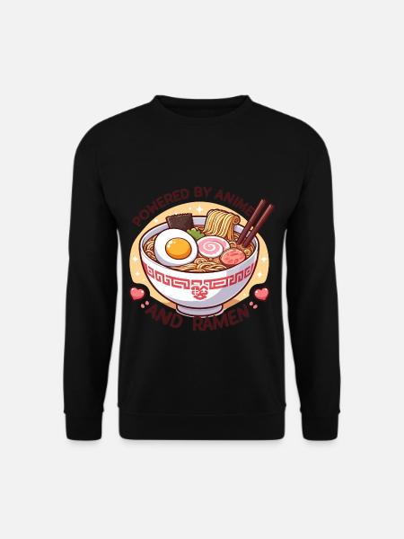 Powered By Anime And Ramen - Unisex Pullover - Schwarz