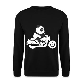 Panda Motorrad Biker Pandabär Motorradfahrer - Unisex Pullover - Schwarz - Vorne - Alina (178cm) & Michal (187cm)