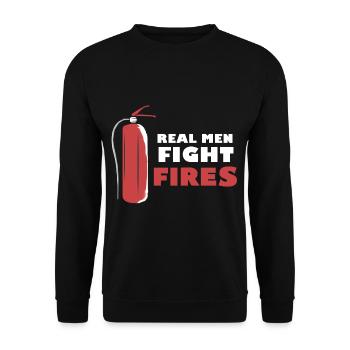 Real men fight fires Funny rescuers Fire - Unisex Sweatshirt - black - Front - Alina (178cm) & Michal (187cm)