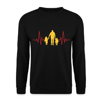 Herzschlag Vater und Kinder EKG | Farben änderbar - Unisex Pullover - Schwarz - Vorne - Alina (178cm) & Michal (187cm)