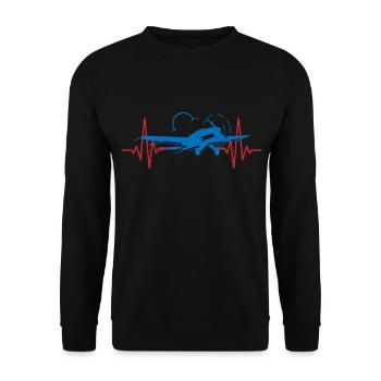 Heartbeat Flyer Airplane | Colors changeable - Unisex Sweatshirt - black - Front - Alina (178cm) & Michal (187cm)