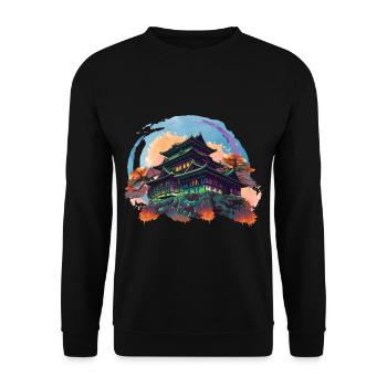 Japanisches Haus Kominka - Unisex Pullover - Schwarz - Vorne - Alina (178cm) & Michal (187cm)