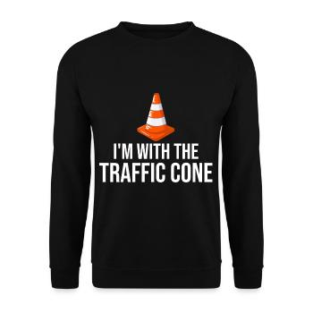 Verkehrskegel Leitkegel Verkehrszeichen Hüterl - Unisex Pullover - Schwarz - Vorne - Alina (178cm) & Michal (187cm)