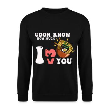 Udon sait combien je t’aime Noodles Pun Japon - Sweat-shirt Unisexe - noir - Devant - Alina (178cm) & Michal (187cm)