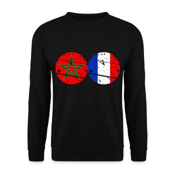 Marokko Frankreich Flagge von Frankreich Marokko - Unisex Pullover - Schwarz - Vorne - Alina (178cm) & Michal (187cm)