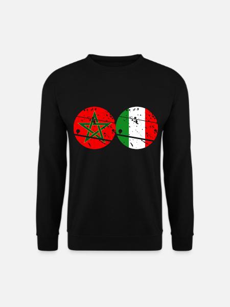 Maroc Italie Drapeau Marocain Italien - Sweat-shirt Unisexe - noir