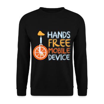 Hands Free Mobile Device Unicycle Joke - Unisex Pullover - Schwarz - Vorne - Alina (178cm) & Michal (187cm)