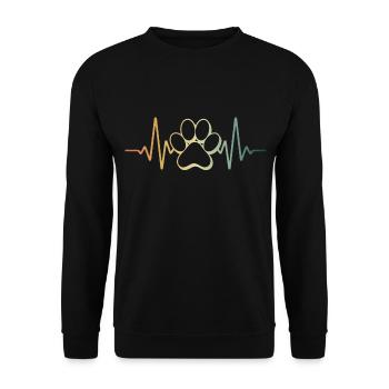 Heartbeat Dog's Paw Dog Love - Unisex Sweatshirt - black - Front - Alina (178cm) & Michal (187cm)