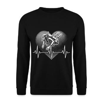 Taucher Herzschlag Tauchen - Unisex Pullover - Schwarz - Vorne - Alina (178cm) & Michal (187cm)
