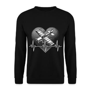 Herzschlag Modellflugzeug - Unisex Pullover - Schwarz - Vorne - Alina (178cm) & Michal (187cm)