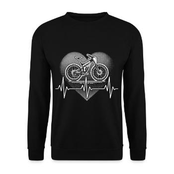 Mountainbike Herzschlag - Unisex Pullover - Schwarz - Vorne - Alina (178cm) & Michal (187cm)