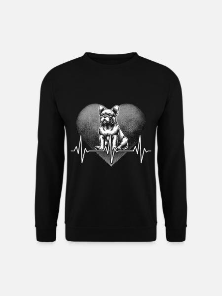 Herzschlag Französische Bulldogge - Unisex Pullover - Schwarz