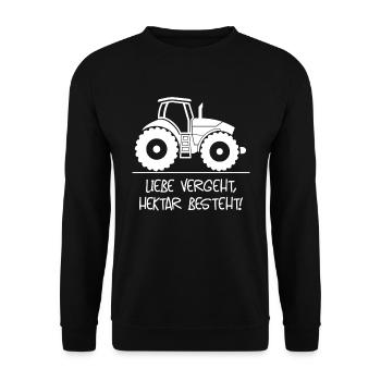 Liebe vergeht Hektar besteht Bauer Landwirt Farmer - Unisex Pullover - Schwarz - Vorne - Alina (178cm) & Michal (187cm)