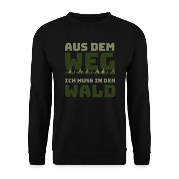 Förster & Waldarbeiter - Ich muss in den Wald - Unisex Pullover - Schwarz - Vorne - Alina (178cm) & Michal (187cm)