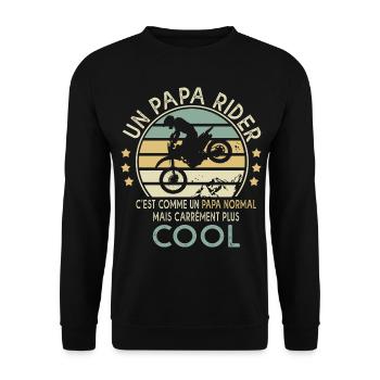 papa rider c'est cool cadeau sport papa motocross - Sweat-shirt Unisexe - noir - Devant - Alina (178cm) & Michal (187cm)