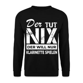 Klarinette spielen - Klarinette - Unisex Pullover - Schwarz - Vorne - Alina (178cm) & Michal (187cm)