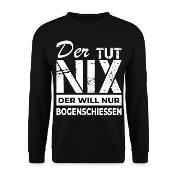 Bogenschiessen - Bogenschütze - Unisex Pullover - Schwarz - Vorne - Alina (178cm) & Michal (187cm)