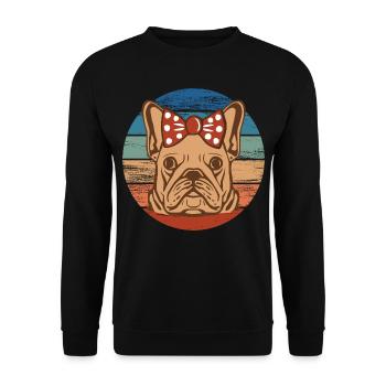 Französische Bulldogge Mädchen Hundekopf Rainbow - Unisex Pullover - Schwarz - Vorne - Alina (178cm) & Michal (187cm)