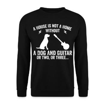 Gitarrist und Hundeliebhaber - Unisex Pullover - Schwarz - Vorne - Alina (178cm) & Michal (187cm)
