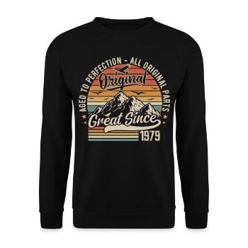 Vintage Born in 1979 | 46th Anniversary Gift 1979 - Unisex Sweatshirt - black - Front - Alina (178cm) & Michal (187cm)