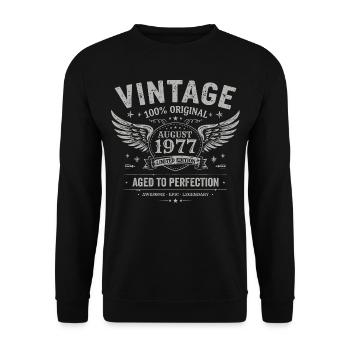 Né en Août 1977, Construit Août 1977 - August 1977 - Sweat-shirt Unisexe - noir - Devant - Alina (178cm) & Michal (187cm)