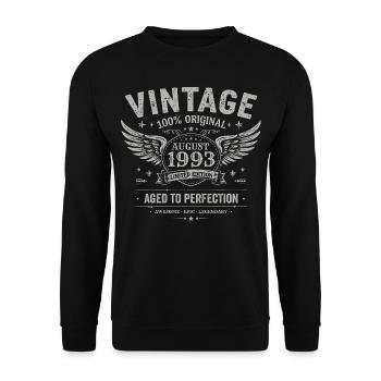 Né en Août 1993, Construit Août 1993 - August 1993 - Sweat-shirt Unisexe - noir - Devant - Alina (178cm) & Michal (187cm)