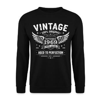 Né en Septembre 1969 - Sweat-shirt Unisexe - noir - Devant - Alina (178cm) & Michal (187cm)