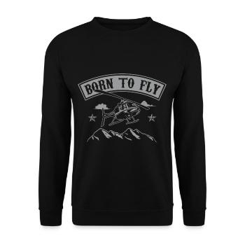 Born To Fly Helicopter Pilot Mountains Helicopter - Unisex Sweatshirt - black - Front - Alina (178cm) & Michal (187cm)