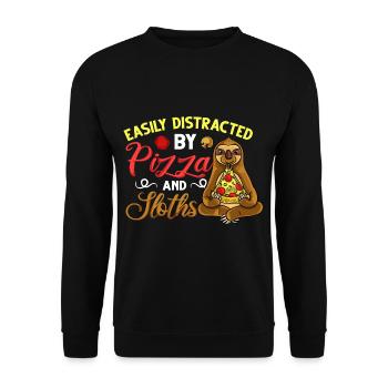 Sloth Pizza Delivery Pizzeria Italian - Unisex Sweatshirt - black - Front - Alina (178cm) & Michal (187cm)