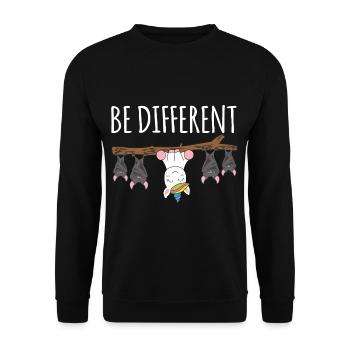 Soyez différent Fledermuas Licorne - Sweat-shirt Unisexe - noir - Devant - Alina (178cm) & Michal (187cm)
