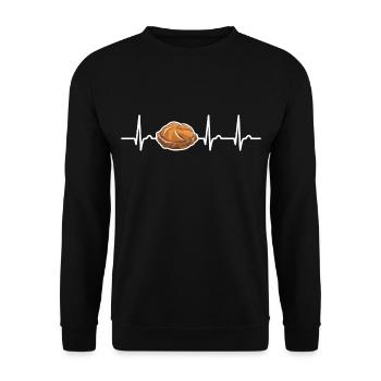 Leberkas Semmel EKG - Leberkäse Fleischkäse - Unisex Pullover - Schwarz - Vorne - Alina (178cm) & Michal (187cm)