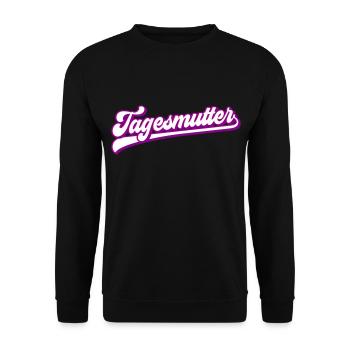 Tagesmutter | Farben änderbar - Unisex Pullover - Schwarz - Vorne - Alina (178cm) & Michal (187cm)