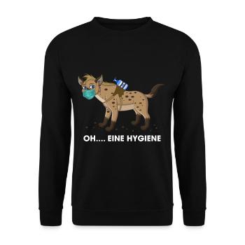 Hyäne Hygiene Mundschutz Maske Hygiäne Wortwitz - Unisex Pullover - Schwarz - Vorne - Alina (178cm) & Michal (187cm)