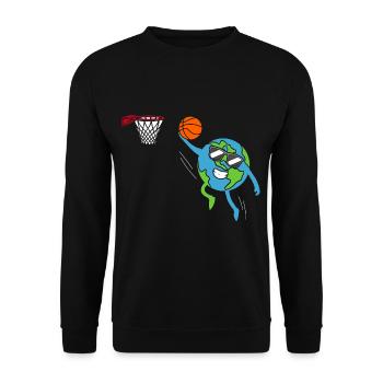 Erde spielt Basketball Tag der Erde - Unisex Pullover - Schwarz - Vorne - Alina (178cm) & Michal (187cm)