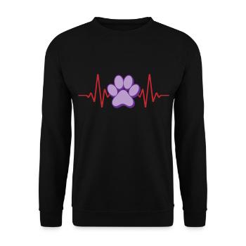 Herzschlag Pfote Hunde | Farben änderbar - Unisex Pullover - Schwarz - Vorne - Alina (178cm) & Michal (187cm)