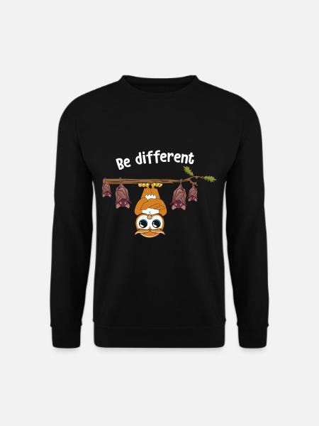Be Different Sei Anders Eule mit Fledermäusen - Unisex Pullover - Schwarz