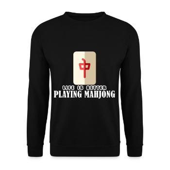 La vie est meilleure Jouer au Mahjong à la retraite - Sweat-shirt Unisexe - noir - Devant - Alina (178cm) & Michal (187cm)
