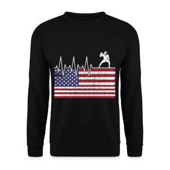 US Flag American Football - Unisex Pullover - Schwarz - Vorne - Alina (178cm) & Michal (187cm)
